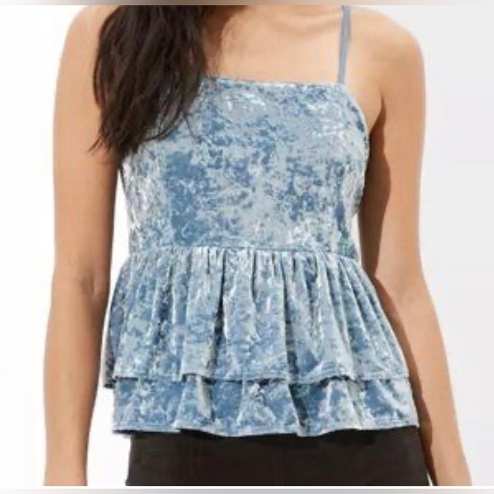 Small Velvet American Eagle Tiered tank adjustable straps